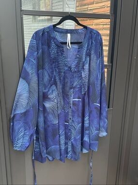 Melissa McCarthy Blue Printed Tunic Blouse
